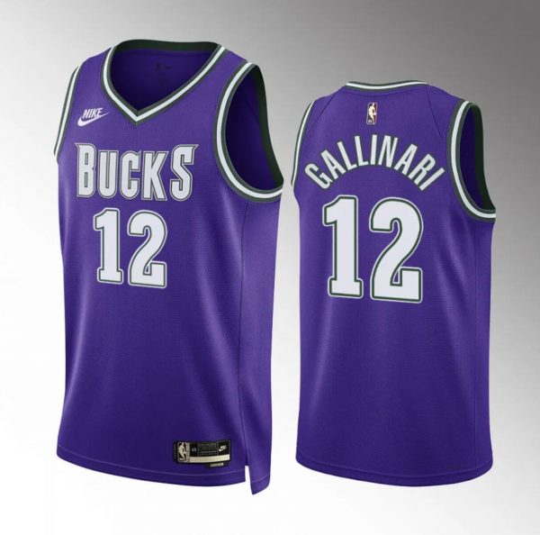 Men Milwaukee Bucks #12 Danilo Gallinari Purple Classic Edition Stitched Basketball Jersey