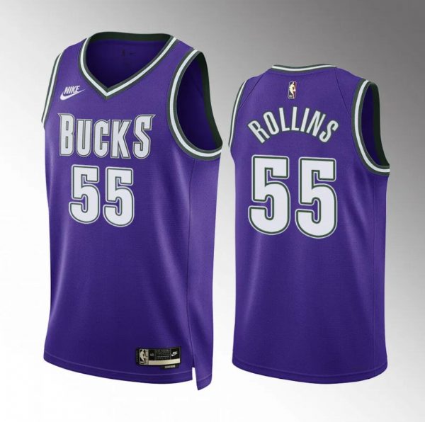Men Milwaukee Bucks #55 Ryan Rollins Purple Classic Edition Stitched Basketball Jersey
