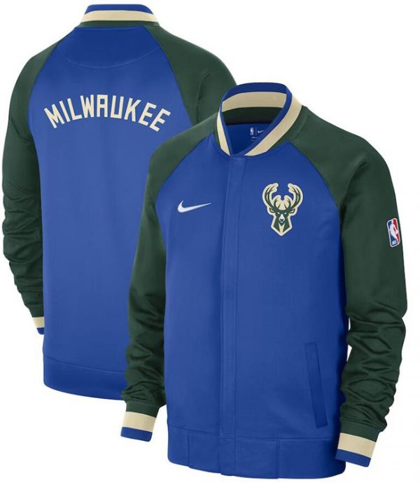 Men Milwaukee Bucks Blue/Green 2022/23 City Edition Showtime Thermaflex Full-Zip Jacket