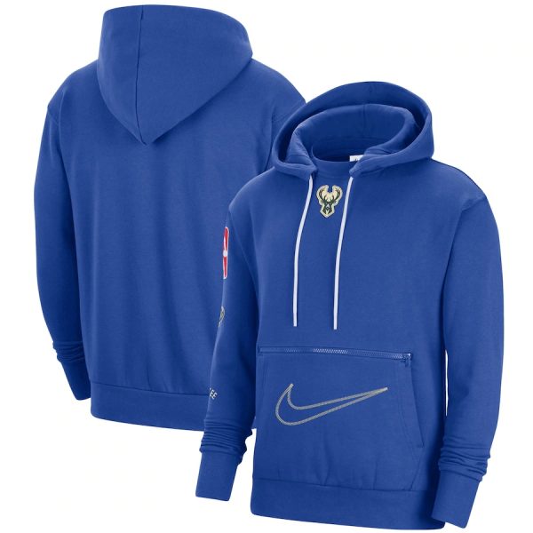 Men Milwaukee Bucks Royal 2022/23 City Edition Courtside Heavyweight Fleece Pullover Hoodie