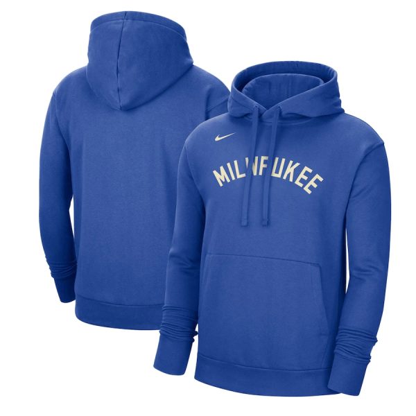 Men Milwaukee Bucks Royal 2022/23 City Edition Essential Pullover Hoodie