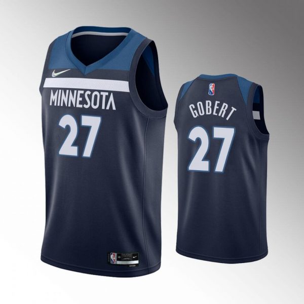 Men Minnesota Timberwolves #27 Rudy Gobert Icon Edition navy 75th Anniversary Swingman Stitched Jersey