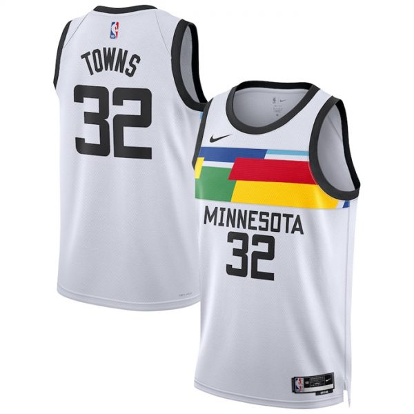 Men Minnesota Timberwolves #32 Karl-Anthony Towns White 2022/23 City Edition Stitched Jersey
