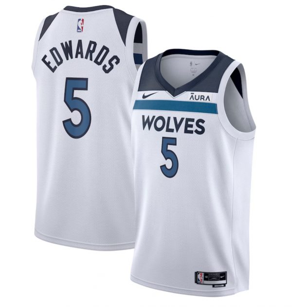 Men Minnesota Timberwolves #5 Anthony Edwards White Association Edition Stitched Jersey