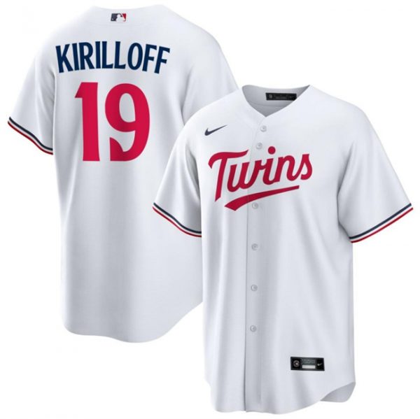 Men Minnesota Twins #19 Alex Kirilloff White Cool Base Stitched Baseball Jersey