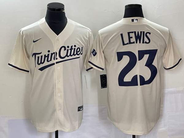 Men Minnesota Twins #23 Royce Lewis Cream Cool Base Stitched Baseball Jersey