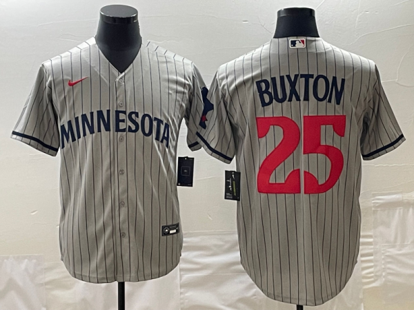 Men Minnesota Twins #25 Byron Buxton Grey Cool Base Stitched Jersey