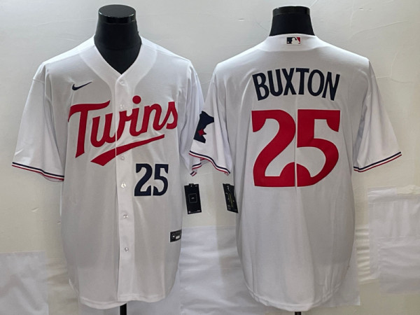 Men Minnesota Twins #25 Byron Buxton White Cool Base Stitched Jersey