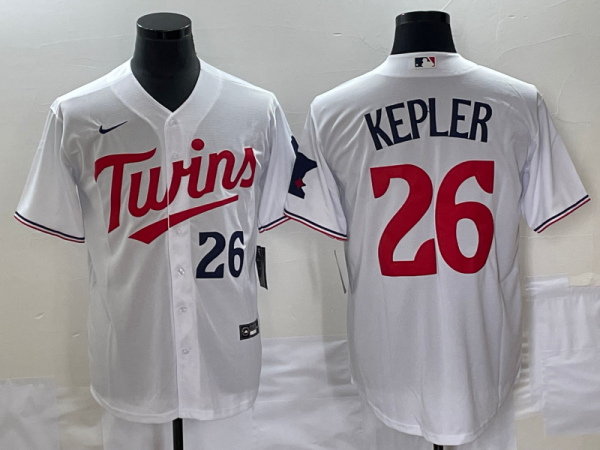 Men Minnesota Twins #26 Max Kepler White Cool Base With Patch Stitched Baseball Jersey