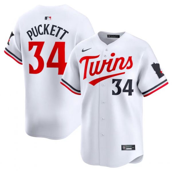 Men Minnesota Twins #34 Kirby Puckett White 2024 Home Limited Cool Base Stitched Baseball Jersey