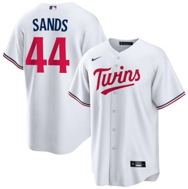 Men Minnesota Twins #44 Cole Sands White Cool Base Stitched Baseball Jersey
