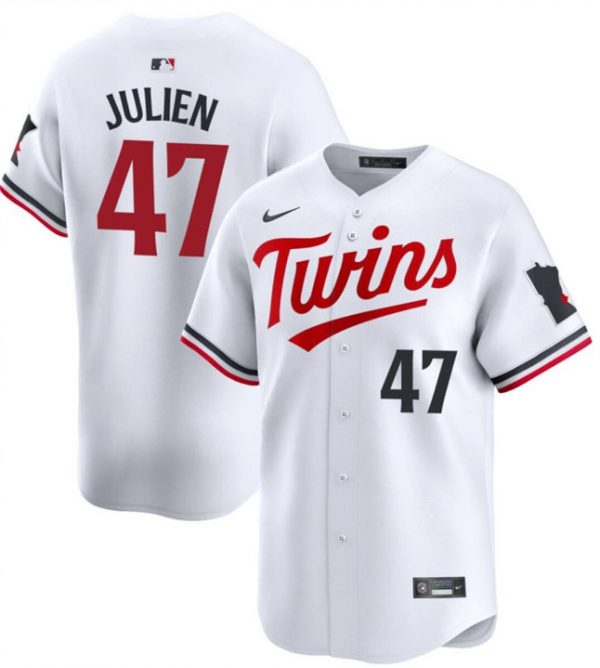 Men Minnesota Twins #47 Edouard Julien White 2024 Home Limited Stitched Baseball Jersey