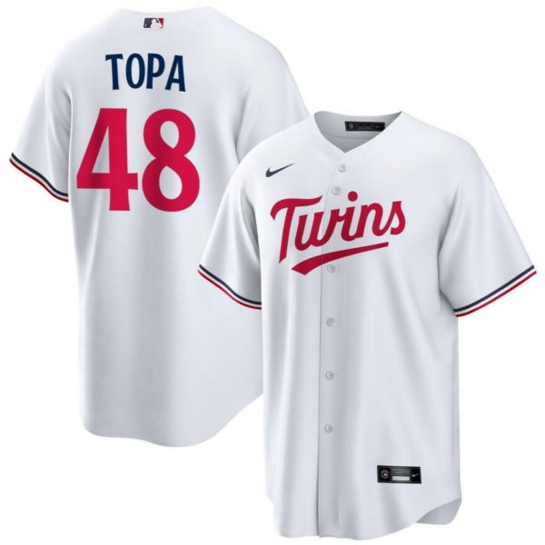 Men Minnesota Twins #48 Justin Topa White Cool Base Stitched Baseball Jersey