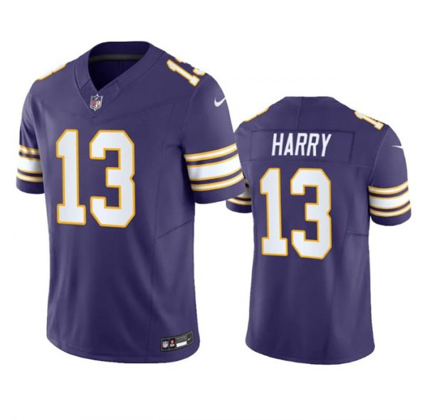 Men Minnesota Vikings #13 N'Keal Harry Purple 2023 F.U.S.E. Throwback Vapor Untouchable Limited Stitched Jersey