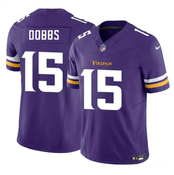 Men Minnesota Vikings #15 Josh Dobbs Purple 2023 F.U.S.E. Vapor Untouchable Limited Stitched Jersey