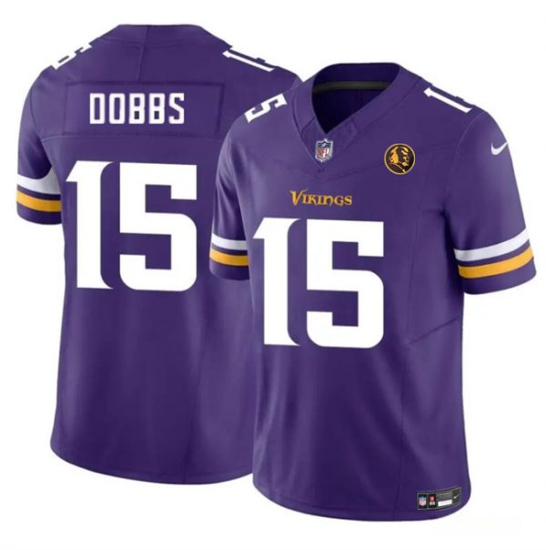 Men Minnesota Vikings #15 Josh Dobbs Purple 2023 F.U.S.E. With John Madden Patch Vapor Limited Stitched Football Jersey