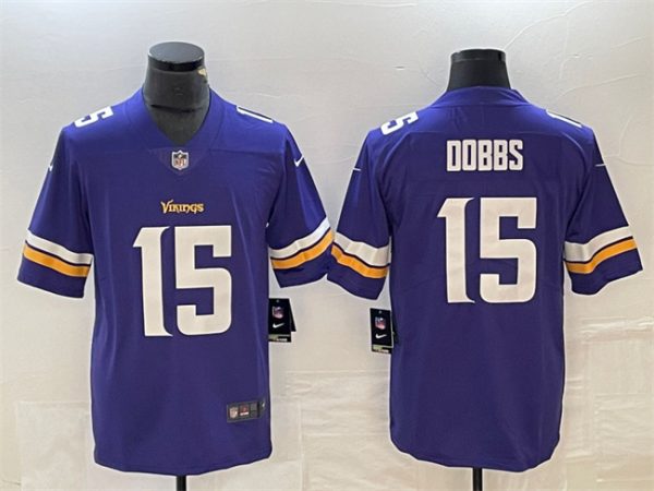 Men Minnesota Vikings #15 Josh Dobbs Purple Vapor Untouchable Limited Stitched Jersey