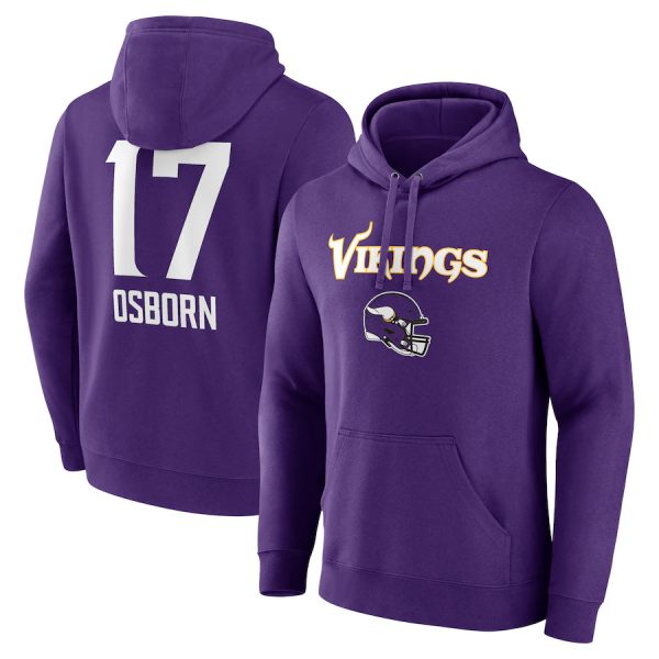 Men Minnesota Vikings #17 K.J. Osborn Purple Team Wordmark Player Name & Number Pullover Hoodie