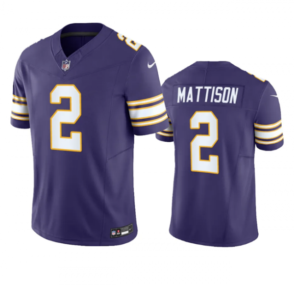 Men Minnesota Vikings #2 Alexander Mattison Purple 2023 F.U.S.E. Vapor Untouchable Limited Stitched Jersey