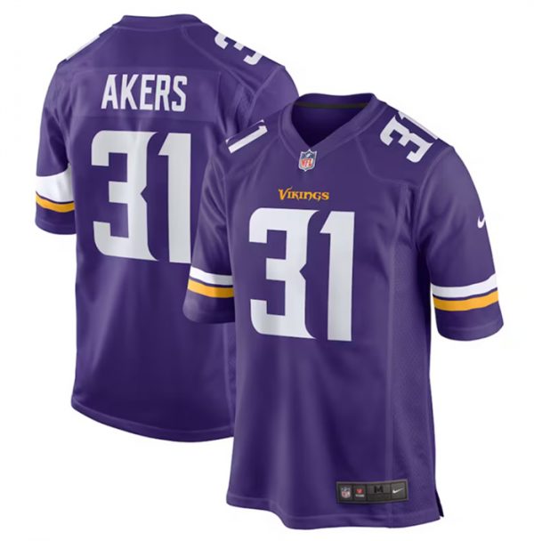 Men Minnesota Vikings #31 Cam Akers Purple Stitched Game Jersey