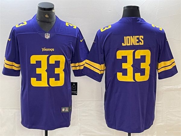 Men Minnesota Vikings #33 Aaron Jones Purple Gold Vapor Untouchable Limited Stitched Jersey