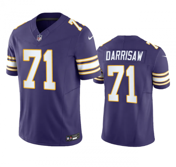 Men Minnesota Vikings #71 Christian Darrisaw Purple 2023 F.U.S.E. Vapor Untouchable Limited Stitched Jersey
