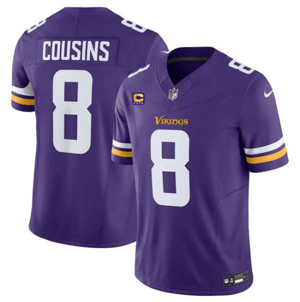 Men Minnesota Vikings #8 Kirk Cousins Purple 2023 F.U.S.E. With 4-Star C Patch Vapor Untouchable Limited Stitched Jersey