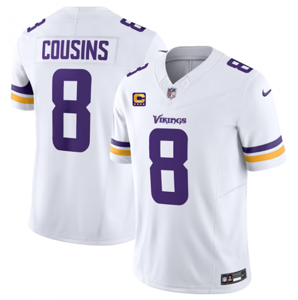Men Minnesota Vikings #8 Kirk Cousins White 2023 F.U.S.E. With 4-Star C Patch Vapor Untouchable Limited Stitched Jersey