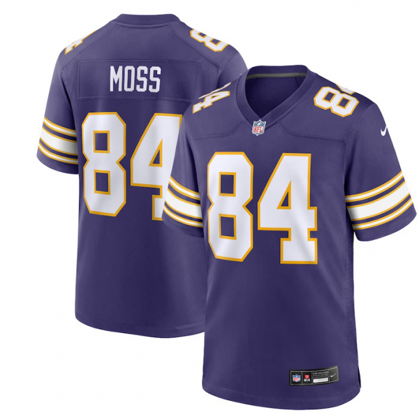 Men Minnesota Vikings #84 Randy Moss Purple 2023 Stitched Game Jersey