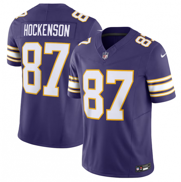 Men Minnesota Vikings #87 T.J. Hockenson Purple 2023 F.U.S.E. Vapor Untouchable Limited Stitched Jersey