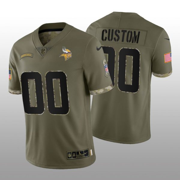 Minnesota Vikings ACTIVE PLAYER Custom Olive 2022 Salute To Service Limited Stitched Jersey