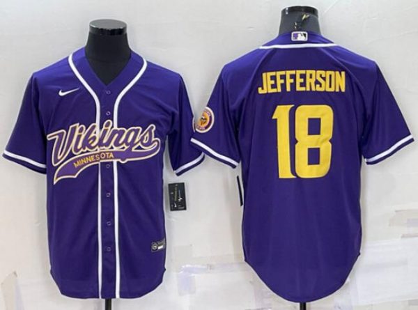 Minnesota Vikings Active Player Custom Purple Gold With Patch Cool Base Stitched Baseball Jersey