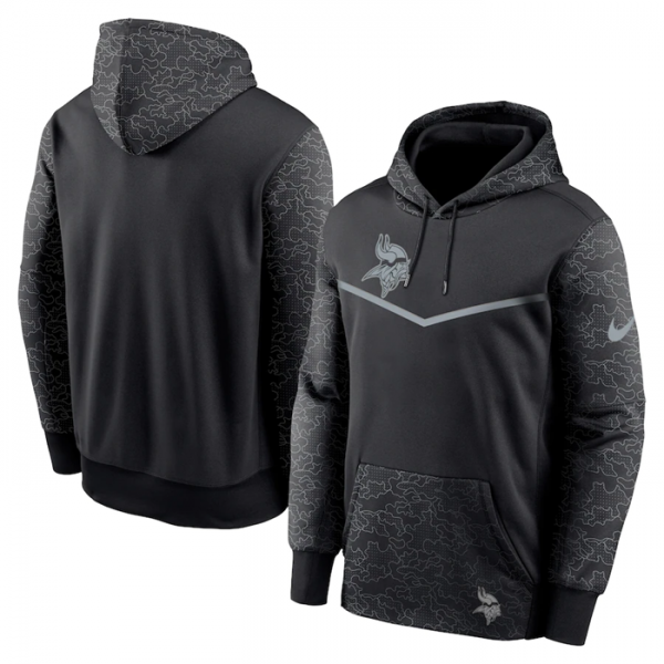 Men Minnesota Vikings Black Reflective Therma Hoodie