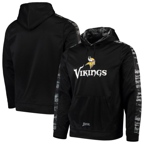 Men Minnesota Vikings Zubaz Black Tonal Oxide Pullover Hoodie