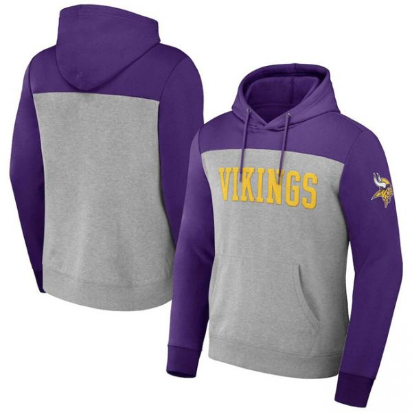 Men Minnesota Vikings x Darius Rucker Collection Heather Gray Color Blocked Pullover Hoodie