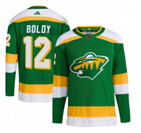 Men Minnesota Wild #12 Matt Boldy Green 2022-23 Reverse Retro Stitched Jersey