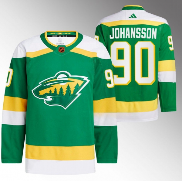 Men Minnesota Wild #90 Marcus Johansson Green 2022-23 Reverse Retro Stitched Jersey