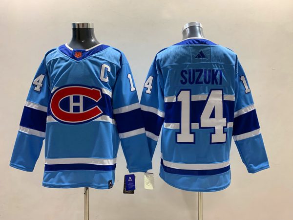 Men Montreal Canadiens #14 Nick Suzuki 2022-23 Reverse Retro Stitched Jersey