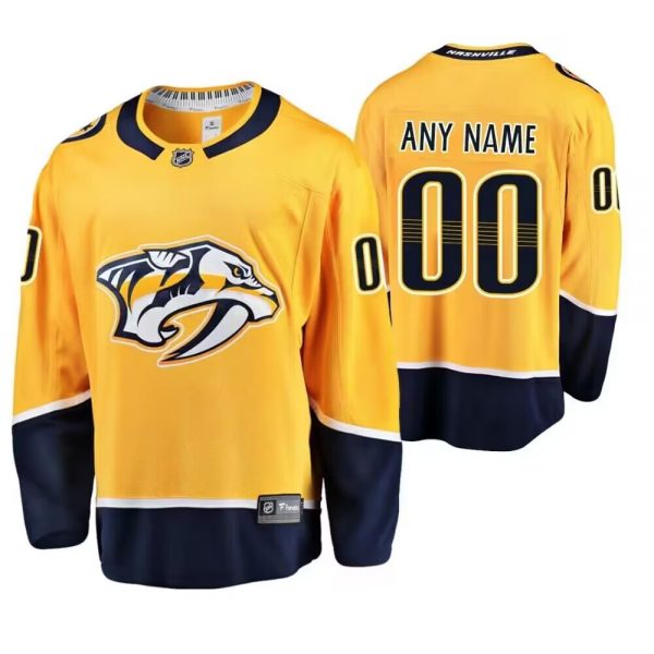 Nashville Predators Custom Gold Stitched Jersey