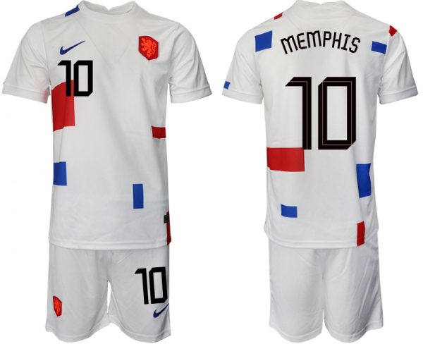 Men Netherlands #10 Memphis White Away Soccer Jersey Suit