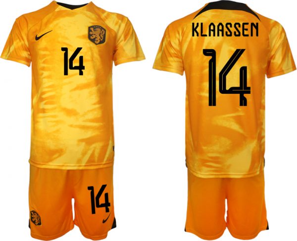 Men Netherlands #14 Klaassen Orange Home Soccer Jersey Suit