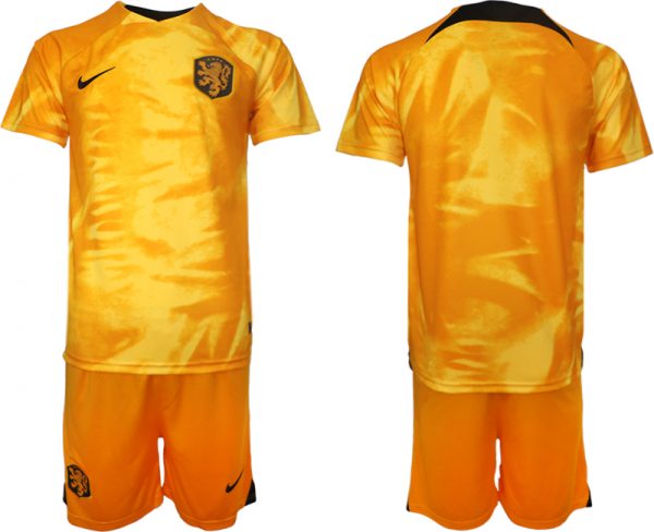 Men Netherlands Blank Orange Home Soccer Jersey Suit