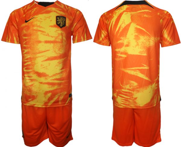Men Netherlands Blank Orange Home Soccer Jersey Suit