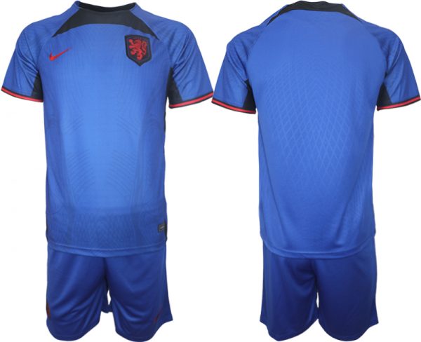 Men Netherlands Blank Royal Away Soccer Jersey Suit