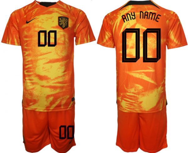Netherlands Custom Orange Home Soccer Jersey Suit