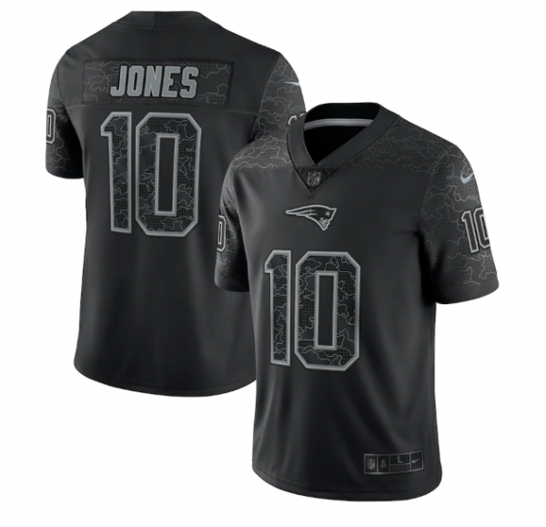 Men New England Patriots #10 Mac Jones Black Reflective Limited Stitched Football Jersey