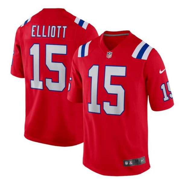 Men New England Patriots #15 Ezekiel Elliott Red Stitched Game Jersey