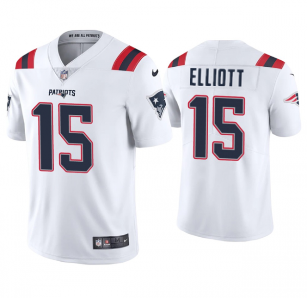 Men New England Patriots #15 Ezekiel Elliott White Vapor Untouchable Stitched Football Jersey