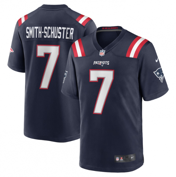 Men New England Patriots #7 JuJu Smith-Schuster Navy Stitched Game Jersey