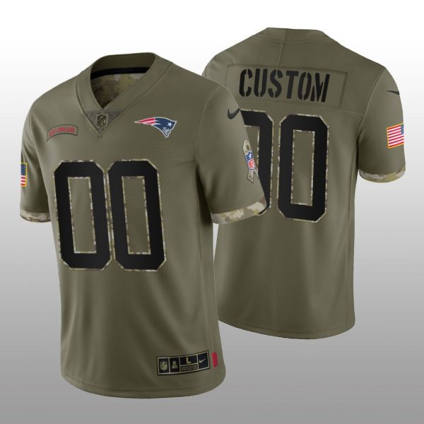 New England Patriots ACTIVE PLAYER Custom Olive 2022 Salute To Service Limited Stitched Jersey